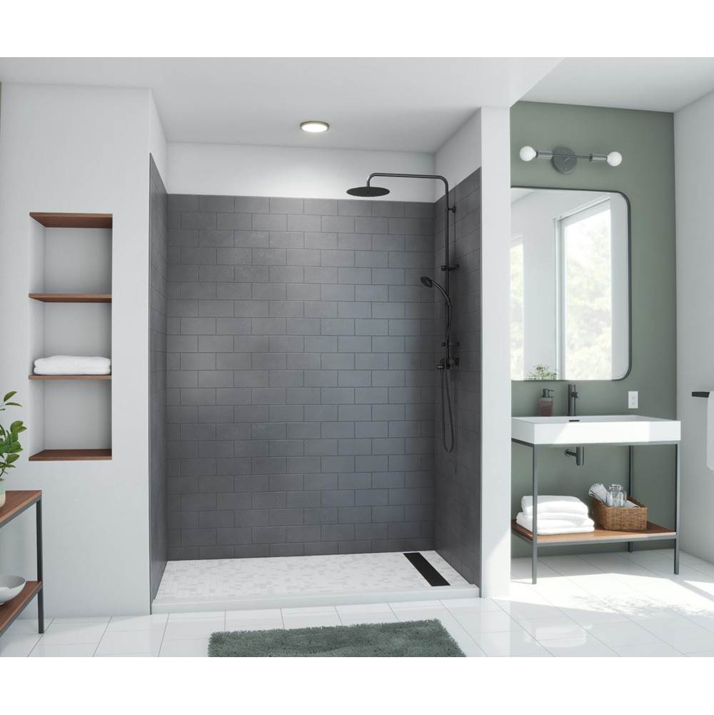 Swan MTMK84-3262 32 x 62 x 84 Swanstone® Metro Subway Tile Glue up Bathtub and Shower Wall Kit in Charcoal Gray