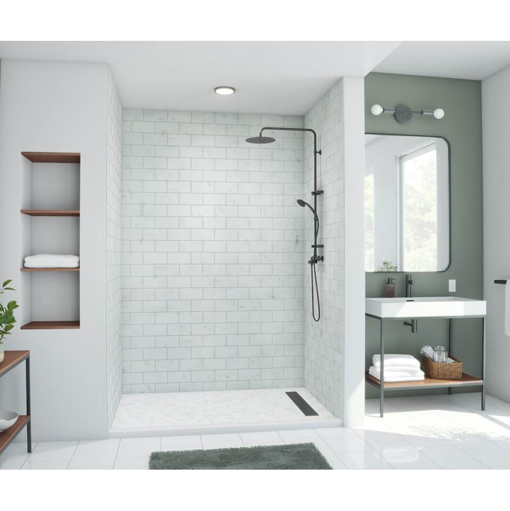 Swan MTMK96-3462 34 x 62 x 96 Swanstone® Metro Subway Tile Glue up Bathtub and Shower Wall Kit in Carrara