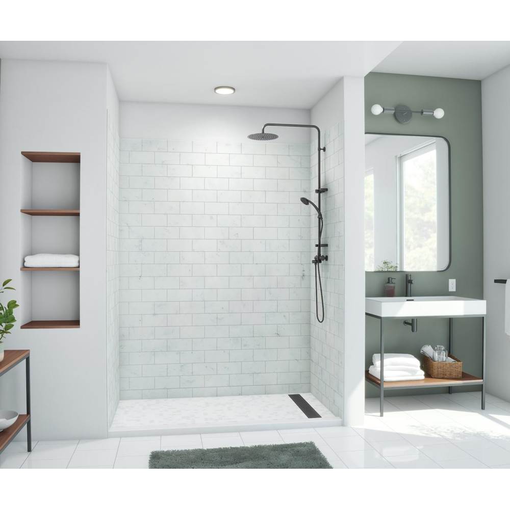 Swan MTMK84-3262 32 x 62 x 84 Swanstone® Metro Subway Tile Glue up Bathtub and Shower Wall Kit in Carrara