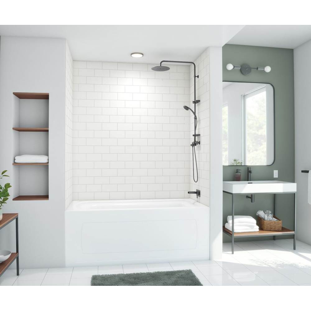 Swan MTMK72-3250 32 x 50 x 72 Swanstone® Metro Subway Tile Glue up Bathtub and Shower Wall Kit in White