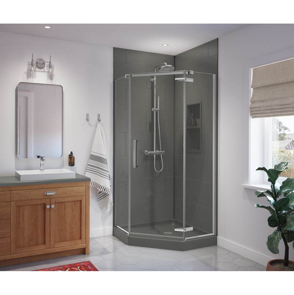 Swan TSMK-9650-1 50 x 96 Swanstone® Traditional Subway Tile Glue up Bathtub and Shower Single Wall Panel in Charcoal Gray