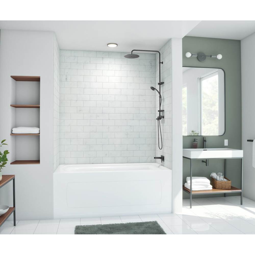 Swan MTMK72-3250 32 x 50 x 72 Swanstone® Metro Subway Tile Glue up Bathtub and Shower Wall Kit in Carrara