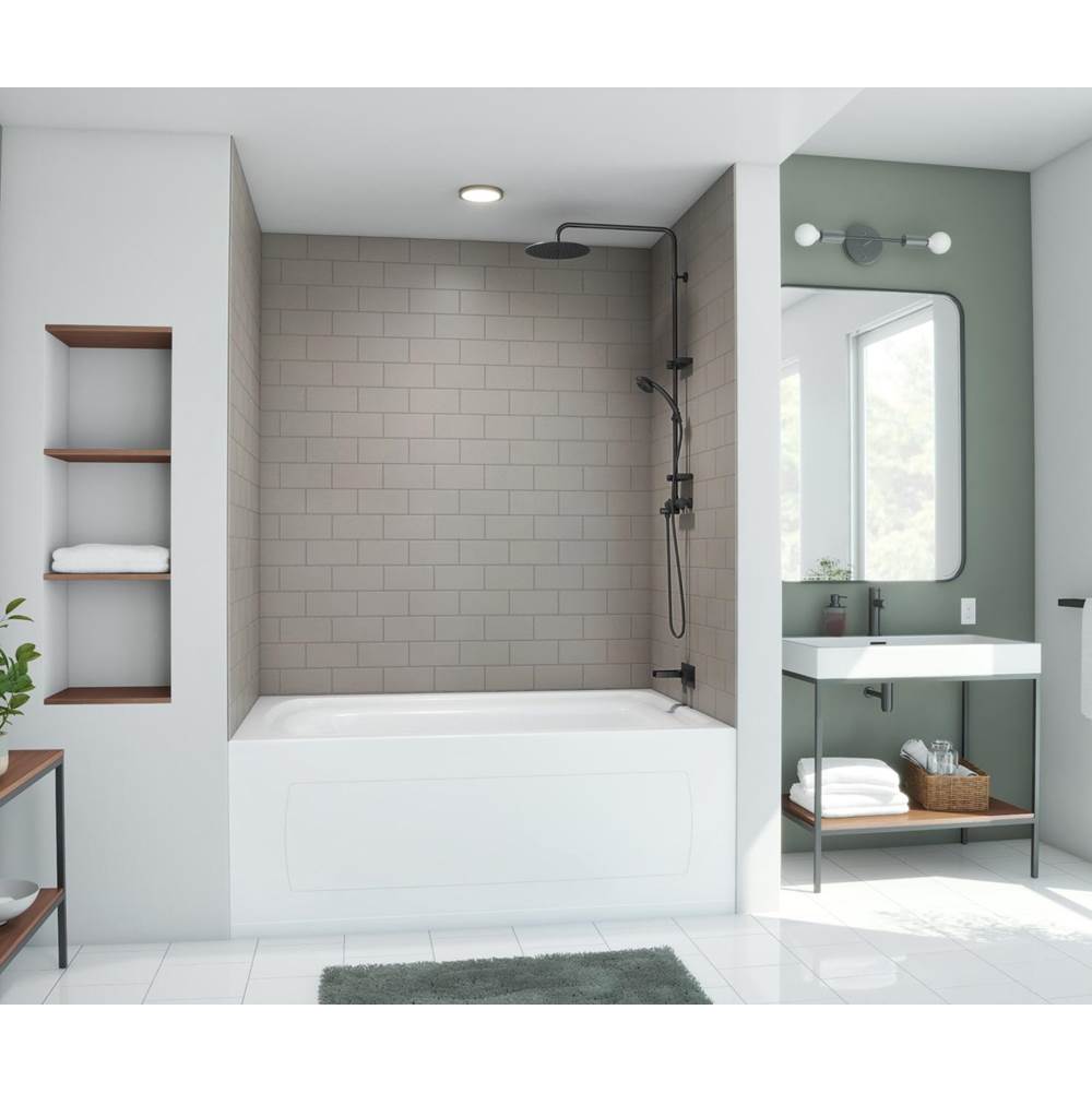 Swan MTMK72-4262 42 x 62 x 72 Swanstone® Metro Subway Tile Glue up Bathtub and Shower Wall Kit in Sandstone