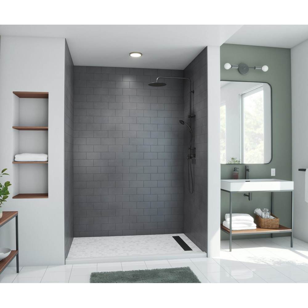 Swan MTMK96-3462 34 x 62 x 96 Swanstone® Metro Subway Tile Glue up Bathtub and Shower Wall Kit in Charcoal Gray