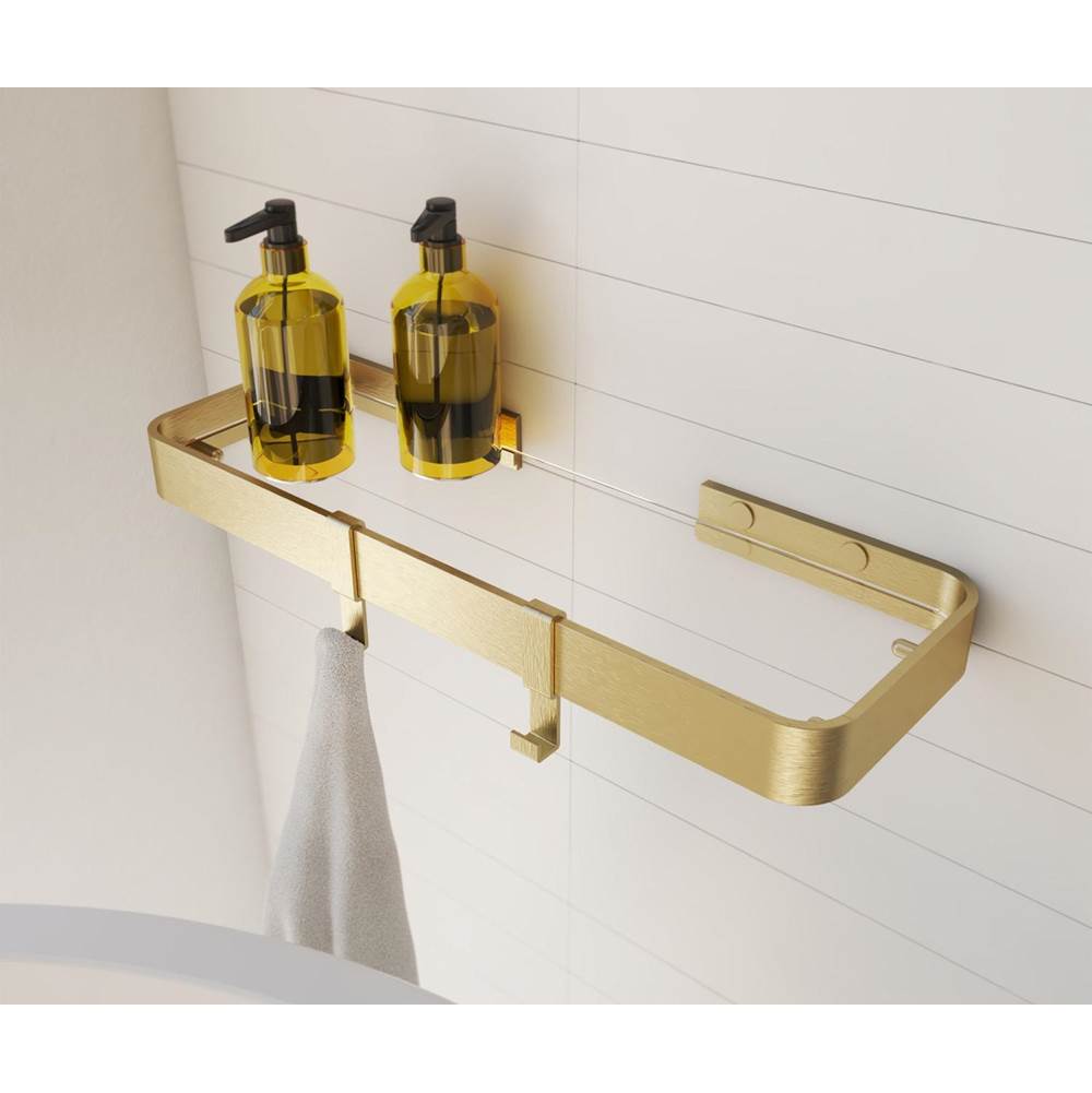 Swan Odile Suite Rectangular Shelf with Clear Glass in Brushed Gold