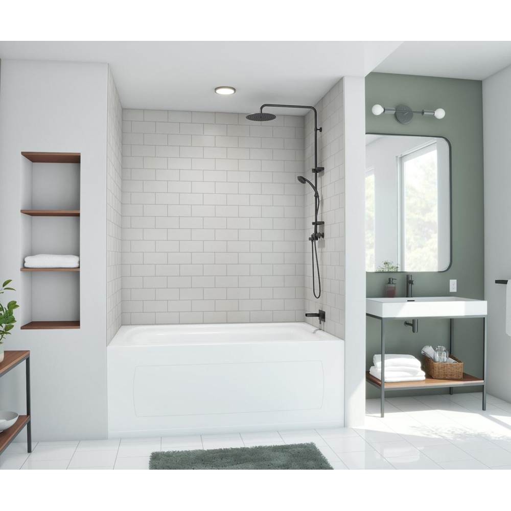 Swan MTMK72-4262 42 x 62 x 72 Swanstone® Metro Subway Tile Glue up Bathtub and Shower Wall Kit in Birch