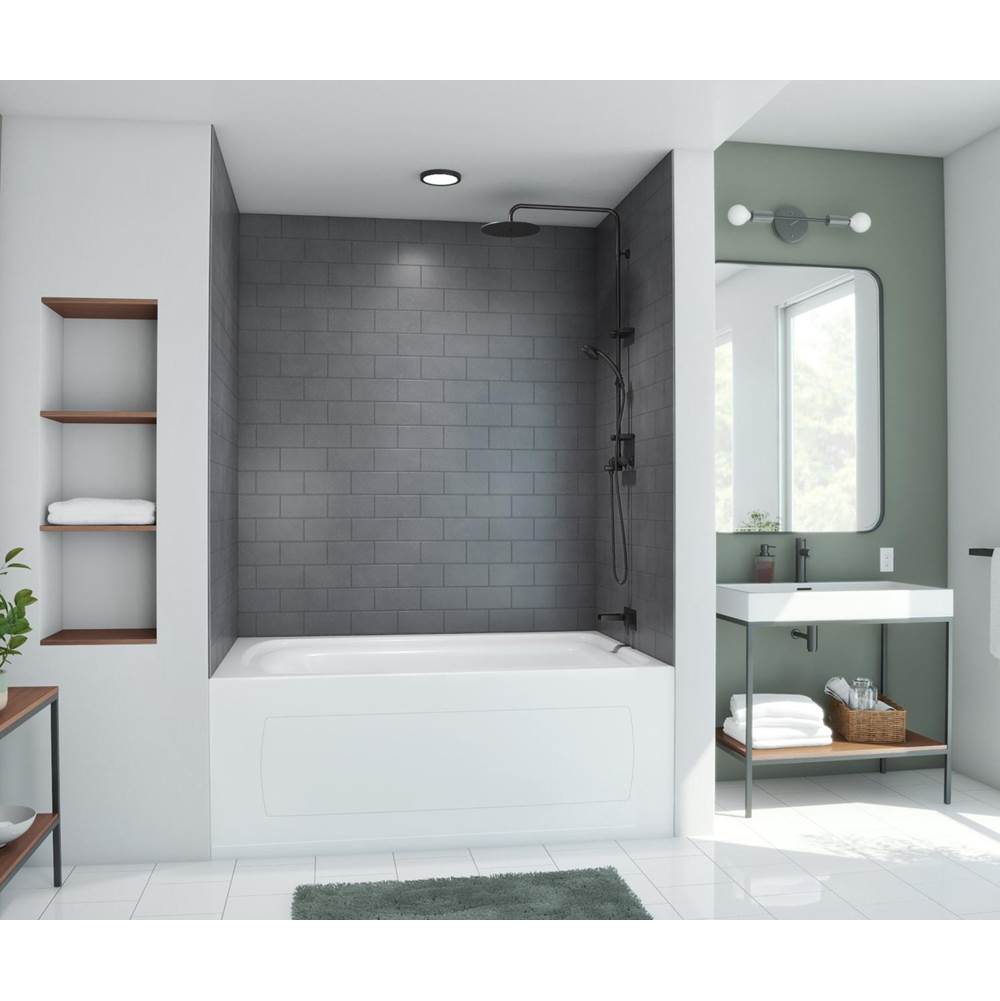 Swan MTMK72-4262 42 x 62 x 72 Swanstone® Metro Subway Tile Glue up Bathtub and Shower Wall Kit in Charcoal Gray