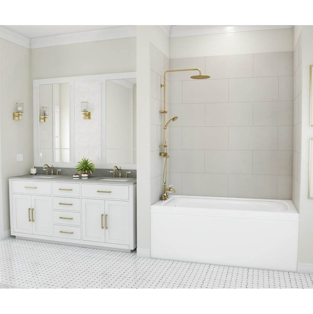 Swan TSMK72-3442 34 x 42 x 72 Swanstone® Traditional Subway Tile Glue up Bathtub and Shower Wall Kit in Birch