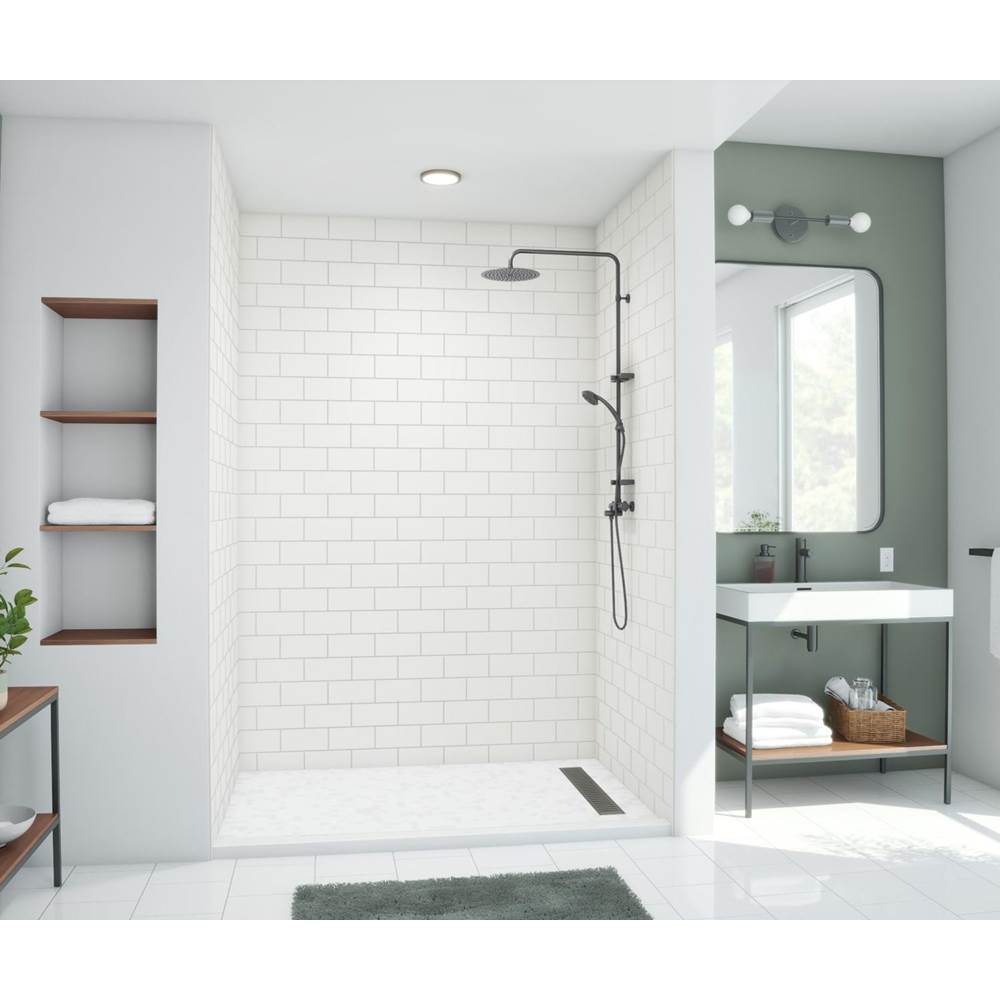 Swan MTMK96-3250 32 x 50 x 96 Swanstone® Metro Subway Tile Glue up Shower Wall Kit in White