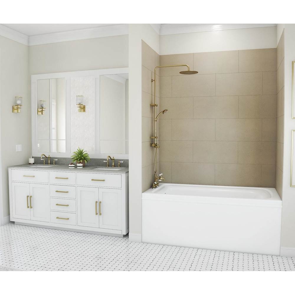 Swan TSMK72-3636 36 x 36 x 72 Swanstone® Traditional Subway Tile Glue up Bathtub and Shower Wall Kit in Limestone