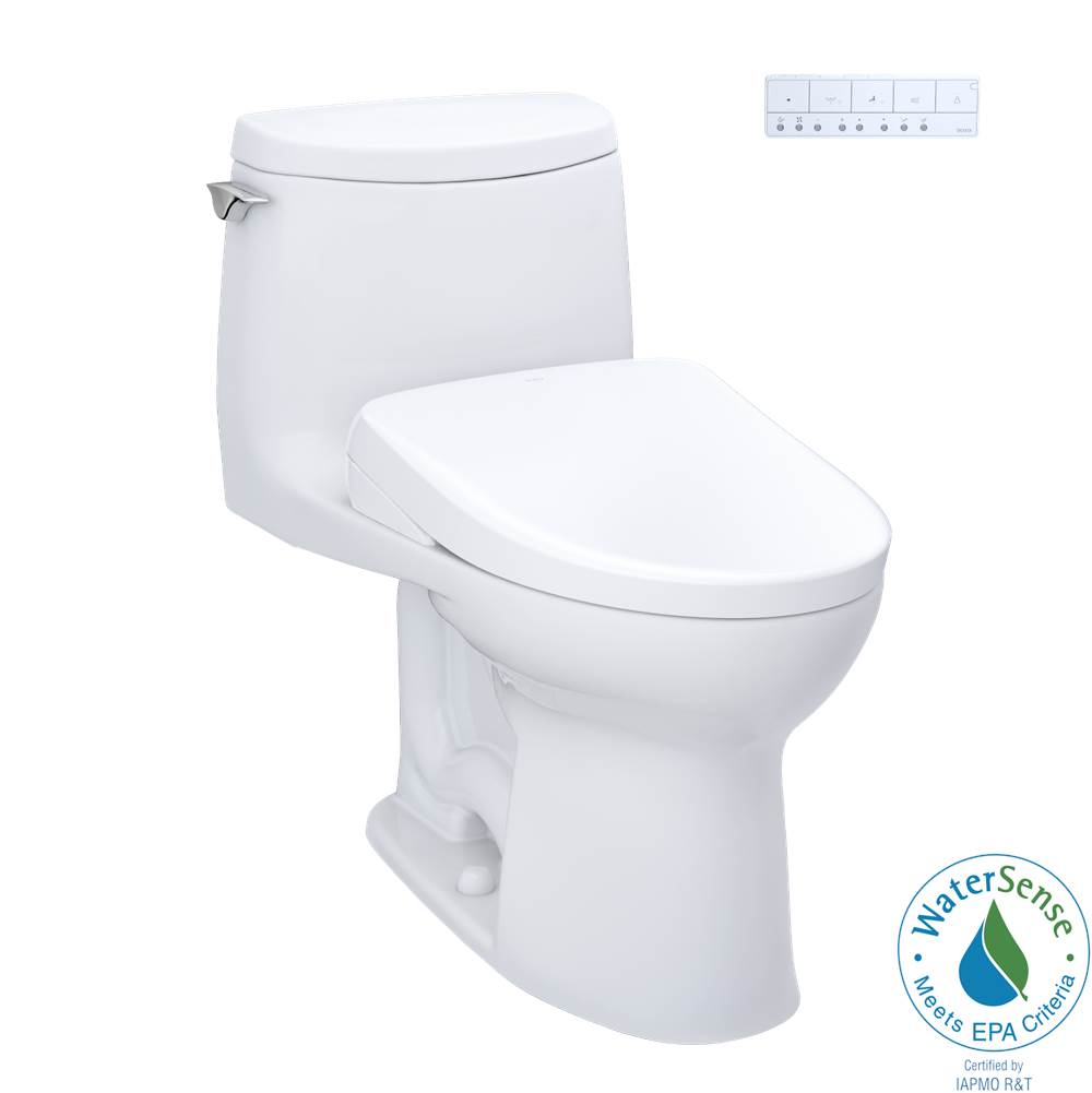 TOTO TOTO WASHLET plus UltraMax II 1G One-Piece Elongated 1.0 GPF Toilet and WASHLET plus S7 Contemporary Bidet Seat, Cotton White - MW6044726CUFGNo.01