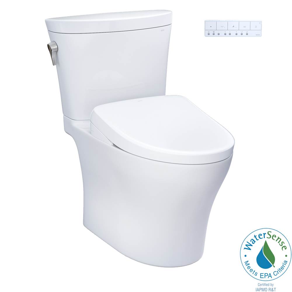 TOTO TOTO WASHLET plus Aquia IV Arc Two-Piece Elongated Dual Flush 1.28 and 0.9 GPF Toilet with S7A Contemporary Bidet Seat, Cotton White - MW4484736CEMFGNNo.01