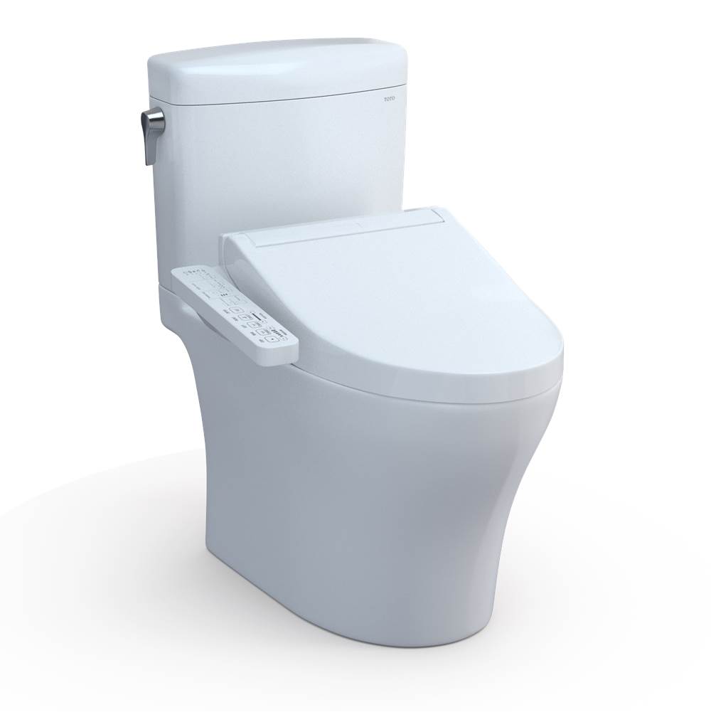 TOTO Toto® Washlet®+ Aquia Iv® Cube Two-Piece Elongated Dual Flush 1.28 And 0.9 Gpf Toilet With C2 Bidet Seat, Cotton White