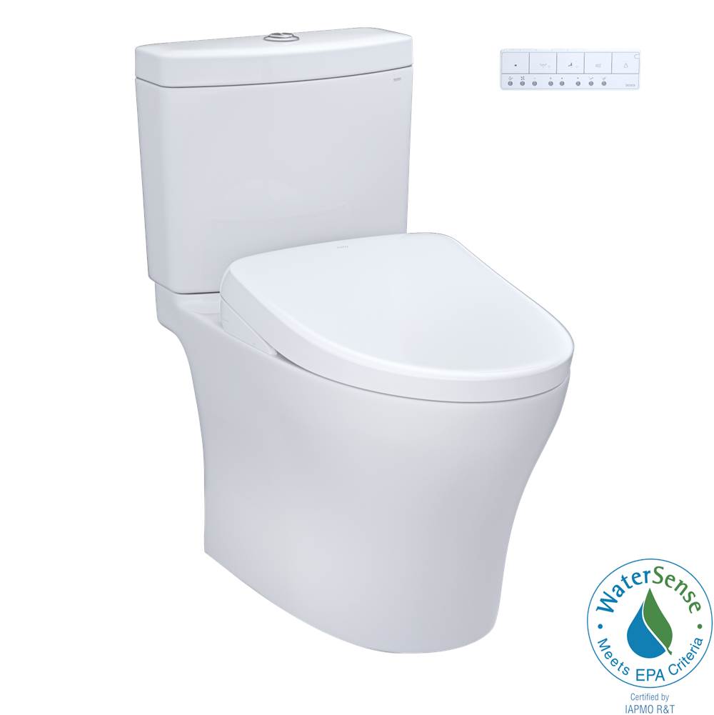 TOTO TOTO WASHLET plus Aquia IV Two-Piece Elongated Dual Flush 1.28 and 0.9 GPF Toilet with S7A Contemporary Bidet Seat, Cotton White - MW4464736CEMFGNNo.01