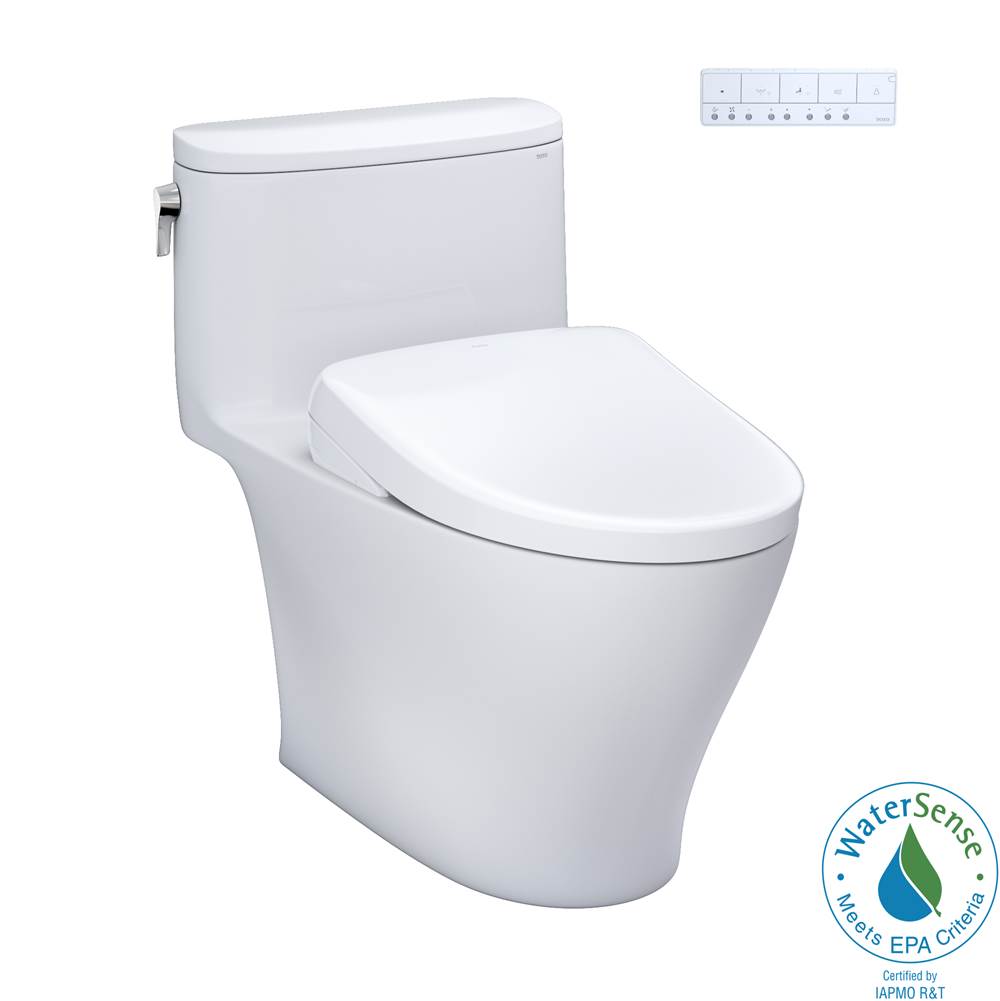 TOTO TOTO WASHLET plus Nexus One-Piece Elongated 1.28 GPF Toilet with Auto Flush S7 Contemporary Bidet Seat, Cotton White - MW6424726CEFGANo.01