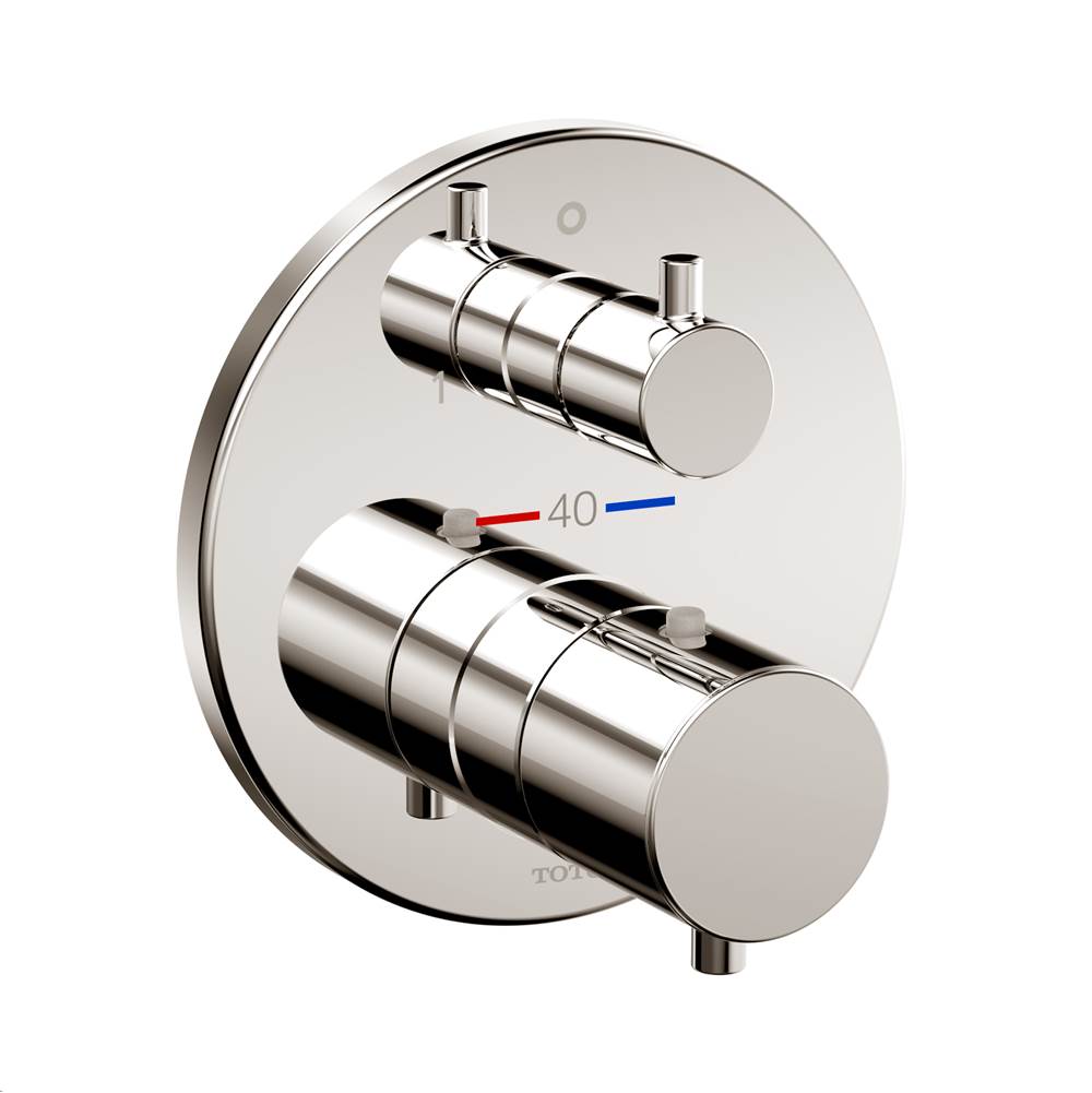 TOTO Toto® Round Thermostatic Mixing Valve With Two-Way Diverter Shower Trim, Polished Nickel