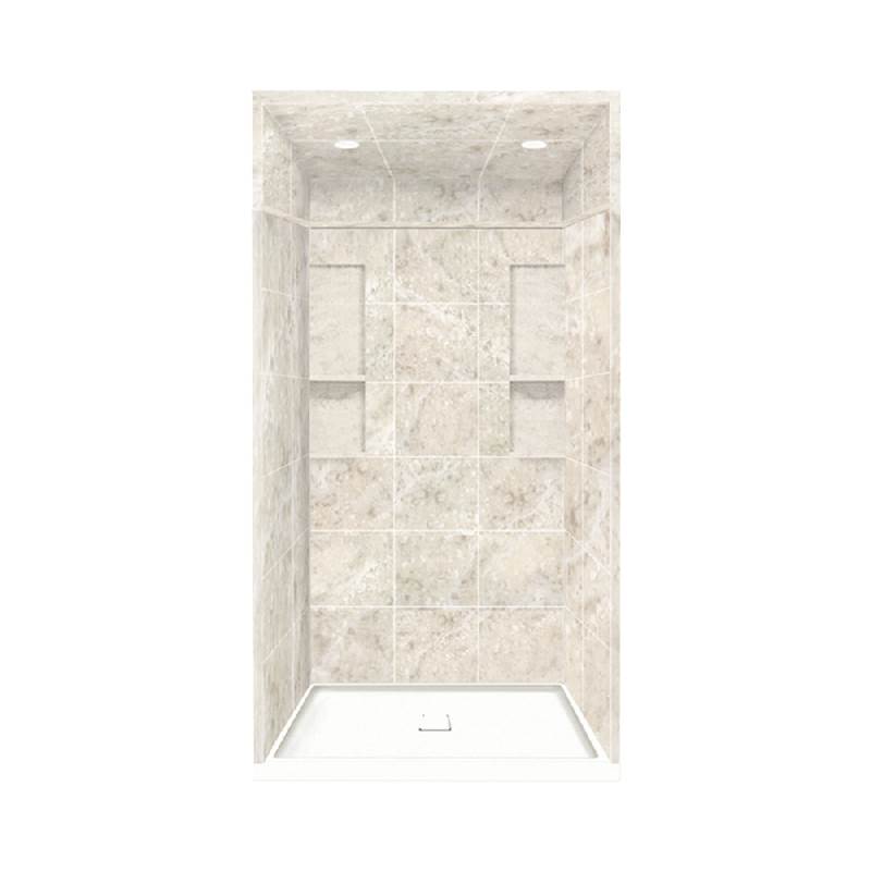 Transolid 34'' x 48'' x 95.75'' Solid Surface Alcove Shower Kit with Dome in Silver Mocha