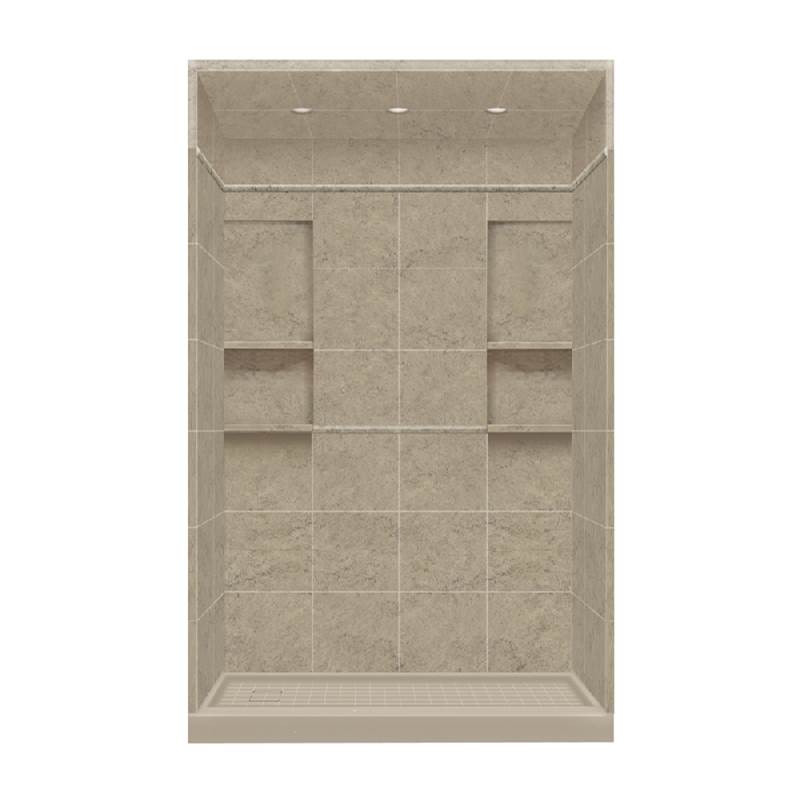 Transolid 30'' x 60'' x 95.75'' Solid Surface Left-Hand Alcove Shower Kit with Dome in Sand Mountain