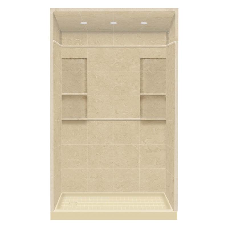Transolid 30'' x 60'' x 95.75'' Solid Surface Left-Hand Alcove Shower Kit with Dome in Almond Sky