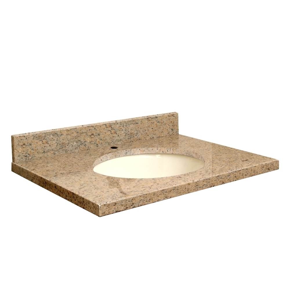 Transolid Granite 25-in x 19-in Bathroom Vanity Top with Eased Edge, Single Faucet Hole, and Biscuit Bowl in Giallo Veneziano Top, Biscuit Bowl