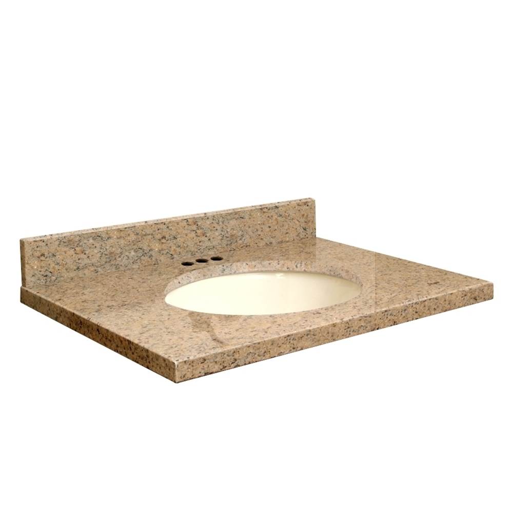 Transolid Granite 25-in x 19-in Bathroom Vanity Top with Eased Edge, 4-in Centerset, and Biscuit Bowl in Giallo Veneziano Top, Biscuit Bowl
