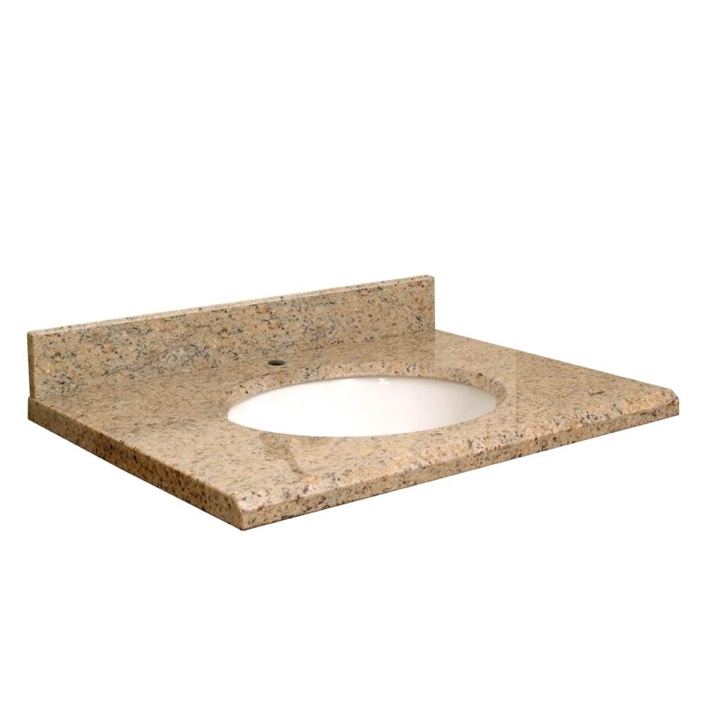 Transolid Granite 25-in x 19-in Bathroom Vanity Top with Beveled Edge, Single Faucet Hole, and White Bowl in Giallo Veneziano Top, White Bowl