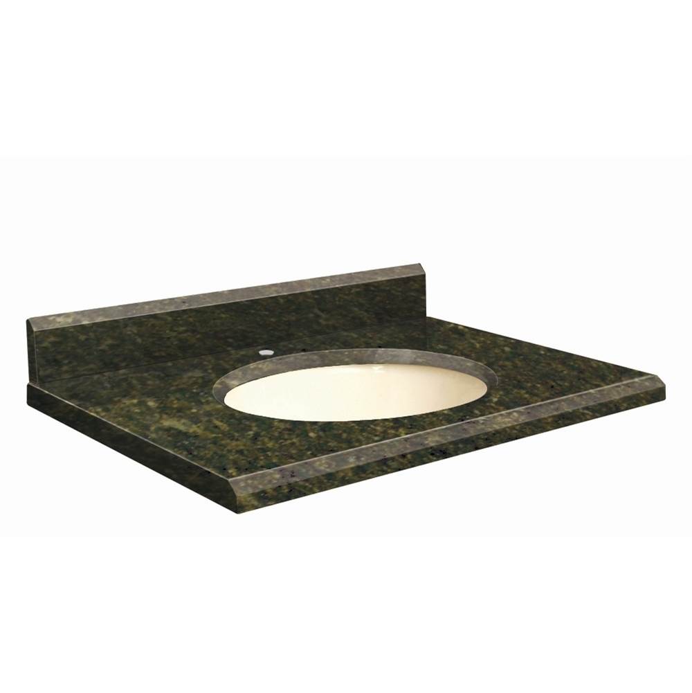 Transolid Granite 25-in x 19-in Bathroom Vanity Top with Beveled Edge, Single Faucet Hole, and Biscuit Bowl in Uba Verde Top, Biscuit Bowl