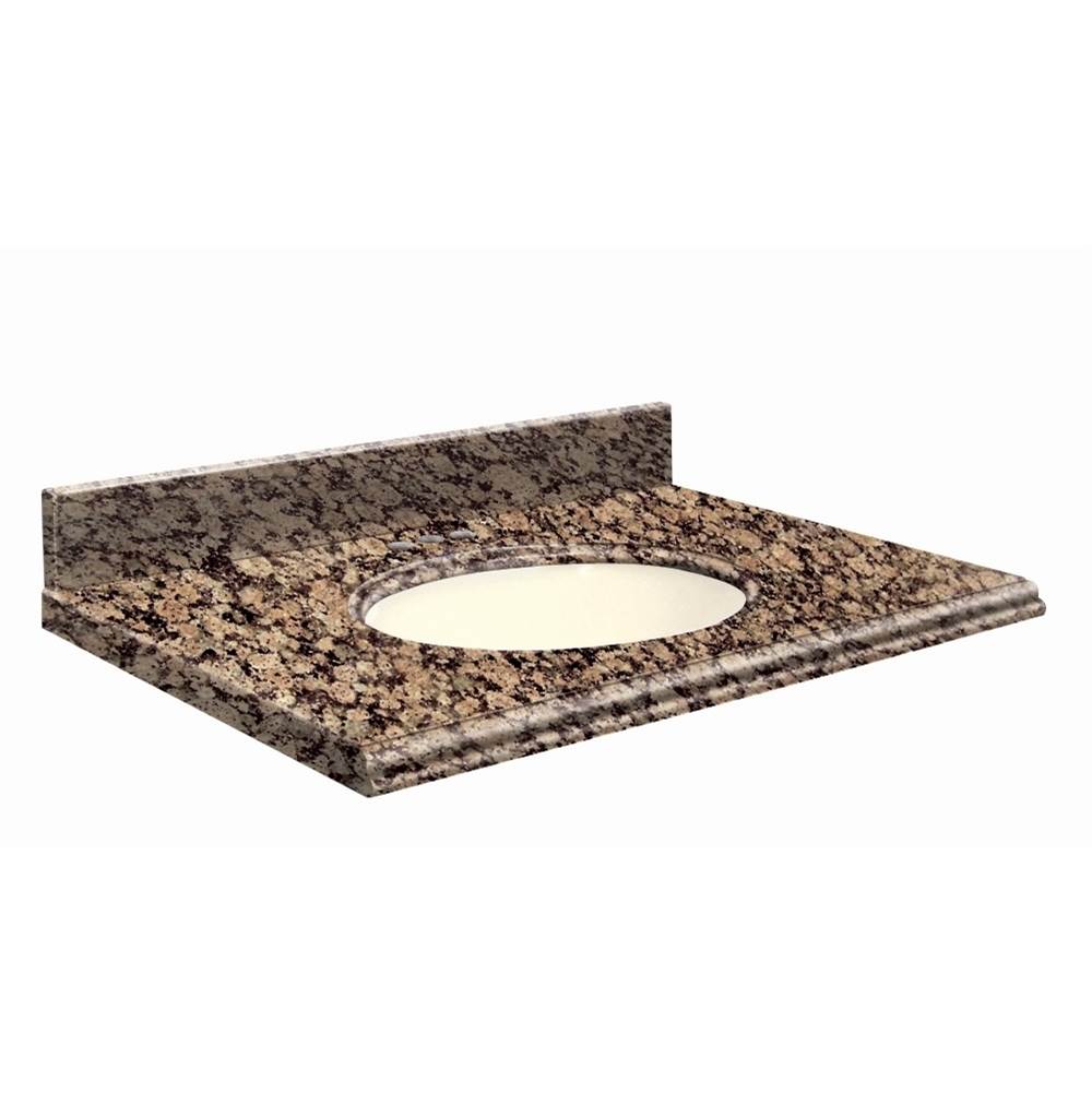 Transolid Granite 25-in x 19-in Bathroom Vanity Top with Eased Edge, 4-in Centerset, and Biscuit Bowl in Baltic Brown Top, Biscuit Bowl