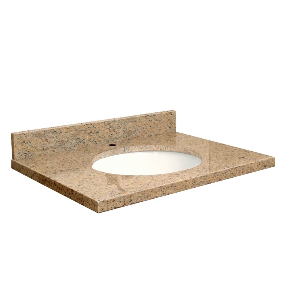 Transolid Granite 25-in x 22-in Bathroom Vanity Top with Eased Edge, Single Faucet Hole, and White Bowl in Giallo Veneziano Top, White Bowl