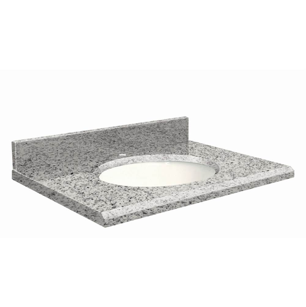 Transolid Granite 25-in x 22-in Bathroom Vanity Top with Beveled Edge, Single Faucet Hole, and White Bowl in Rosselin White Top, White Bowl