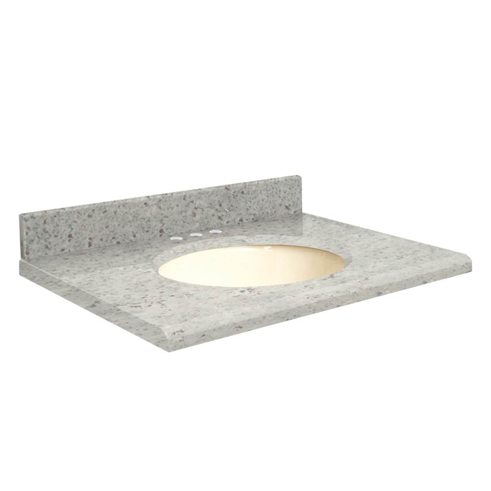 Transolid Granite 25-in x 22-in Bathroom Vanity Top with Beveled Edge, 8-in Centerset, and Biscuit Bowl in Giallo Parfait Top, Biscuit Bowl