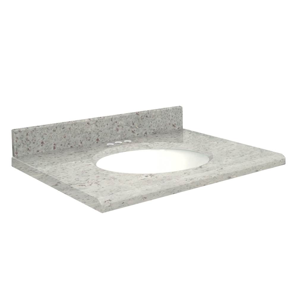 Transolid Granite 25-in x 22-in Bathroom Vanity Top with Beveled Edge, 4-in Centerset, and White Bowl in Giallo Parfait Top, White Bowl