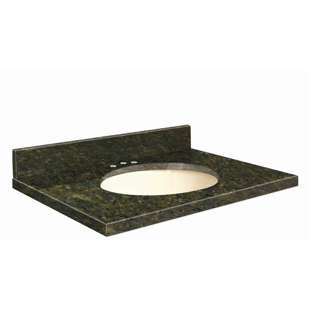 Transolid Granite 31-in x 19-in Bathroom Vanity Top with Eased Edge, 8-in Contour, and Biscuit Bowl in Uba Verde Top, Biscuit Bowl