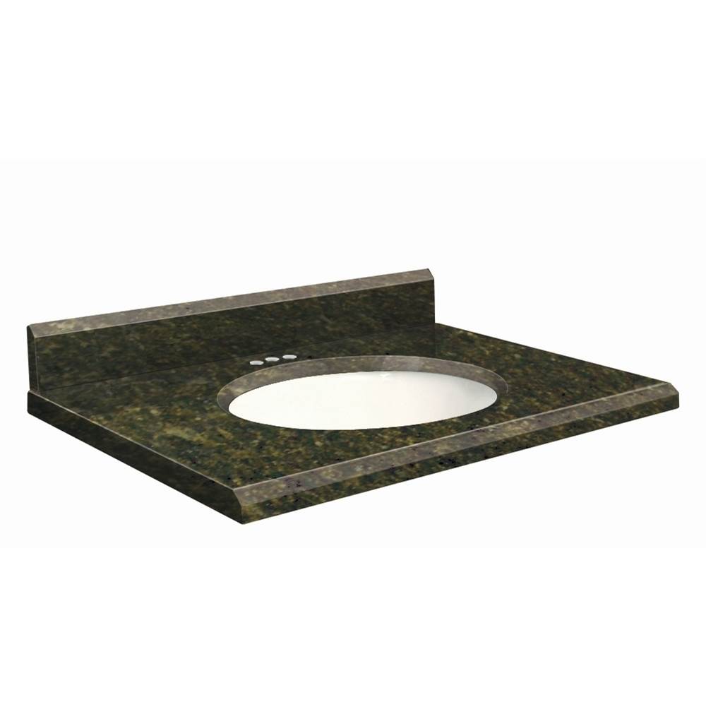 Transolid Granite 31-in x 19-in Bathroom Vanity Top with Beveled Edge, 4-in Centerset, and White Bowl in Uba Verde Top, White Bowl
