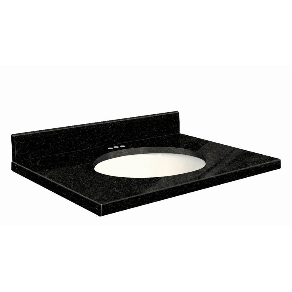 Transolid Granite 31-in x 19-in Bathroom Vanity Top with Eased Edge, 4-in Centerset, and White Bowl in Absolute Black Top, White Bowl