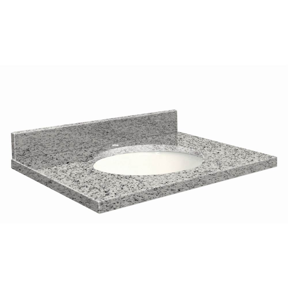 Transolid Granite 37-in x 19-in Bathroom Vanity Top with Eased Edge, Single Faucet Hole, and White Bowl in Rosselin White Top, White Bowl
