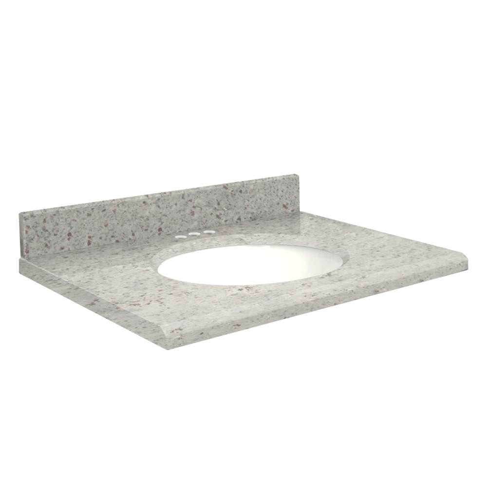 Transolid Granite 49 -in x 22-in 1 Sink Bathroom Vanity Top with Beveled Edge, 4-in Centerset, and White Bowl in Giallo Parfait Top, White Bowl