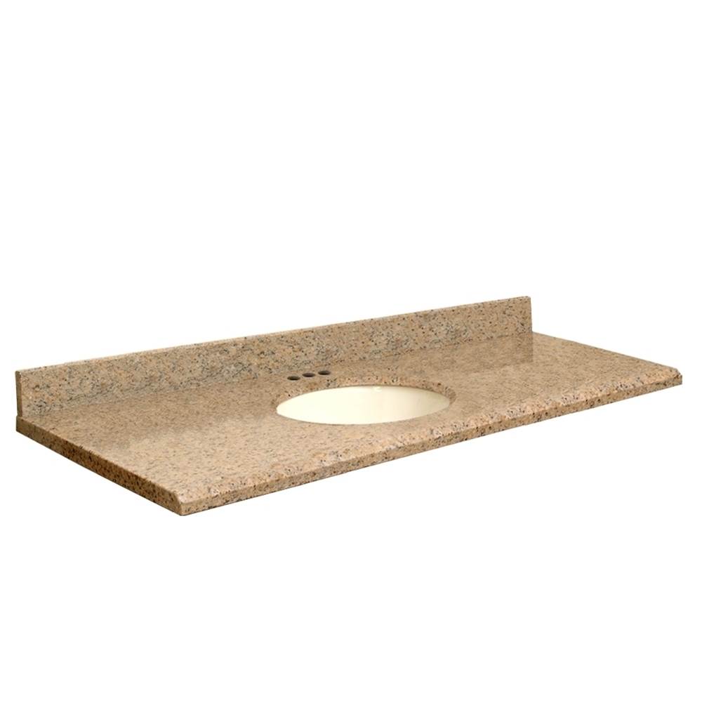Transolid Granite 61-in x 22-in Bathroom Vanity Top with Beveled Edge, 4-in Centerset, and Biscuit Bowl in Giallo Veneziano Top, Biscuit Bowl