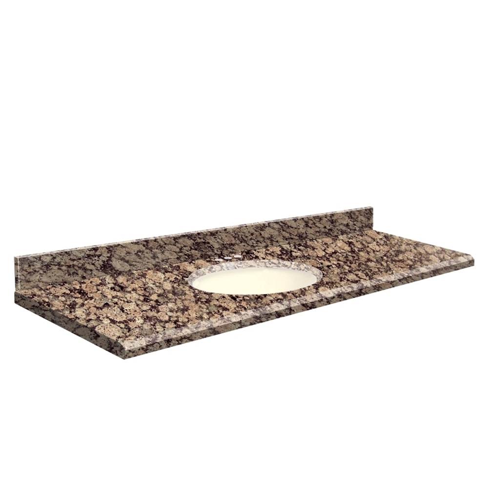 Transolid Granite 61-in x 22-in Bathroom Vanity Top with Beveled Edge, 4-in Centerset, and Biscuit Bowl in Baltic Brown Top, Biscuit Bowl