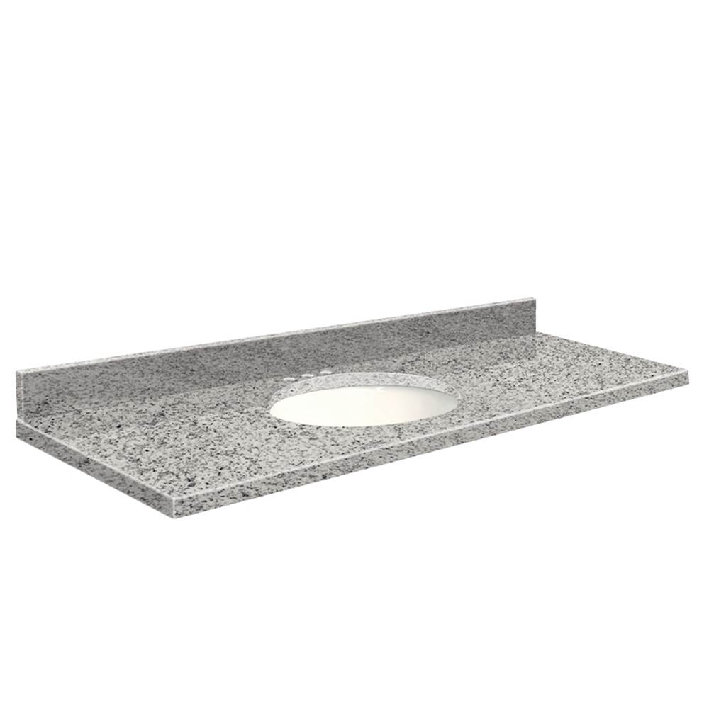 Transolid Granite 61-in x 22-in Bathroom Vanity Top with Eased Edge, 8-in Centerset, and White Bowl in Rosselin White Top, White Bowl