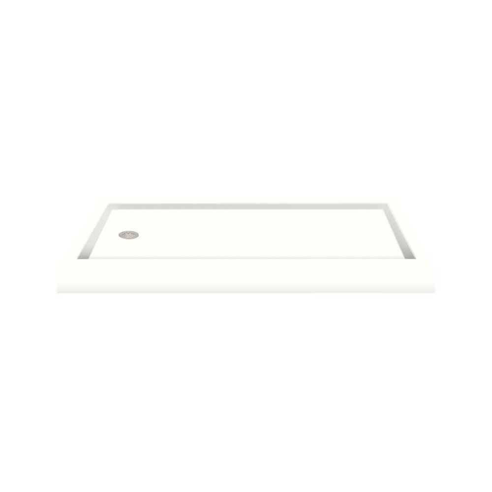 Transolid 60'' x 32'' Decor Solid Surface Left-Hand Shower Base in White