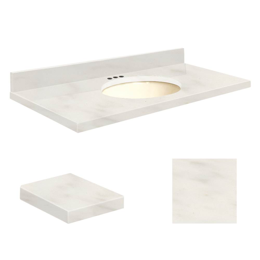 Transolid Quartz 25-in x 19-in Bathroom Vanity Top with Eased Edge, 4-in Centerset, and Biscuit Bowl in Antique White Top, Biscuit Bowl