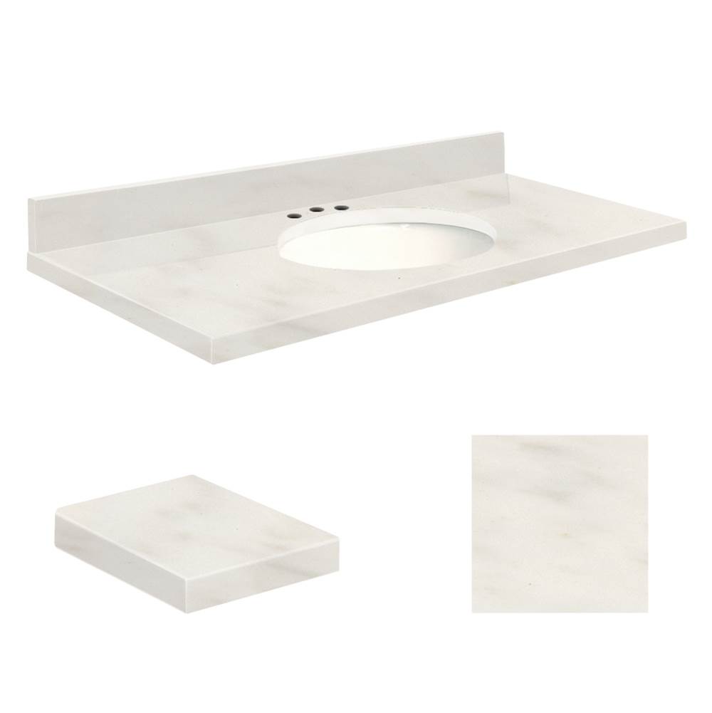 Transolid Quartz 25-in x 19-in Bathroom Vanity Top with Eased Edge, 8-in Contour, and White Bowl in Antique White Top, White Bowl