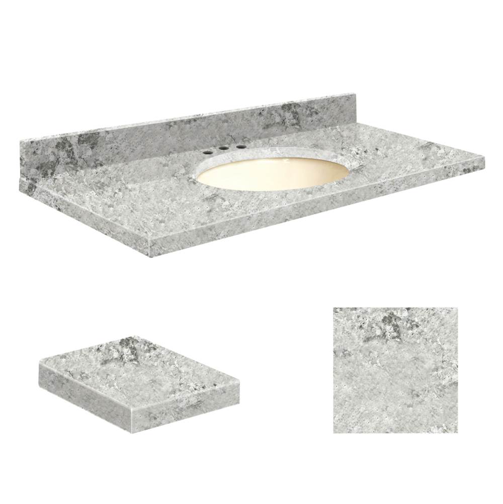 Transolid Quartz 25-in x 19-in Bathroom Vanity Top with Eased Edge, 8-in Contour, and Biscuit Bowl in Winter Wonder Top, Biscuit Bowl