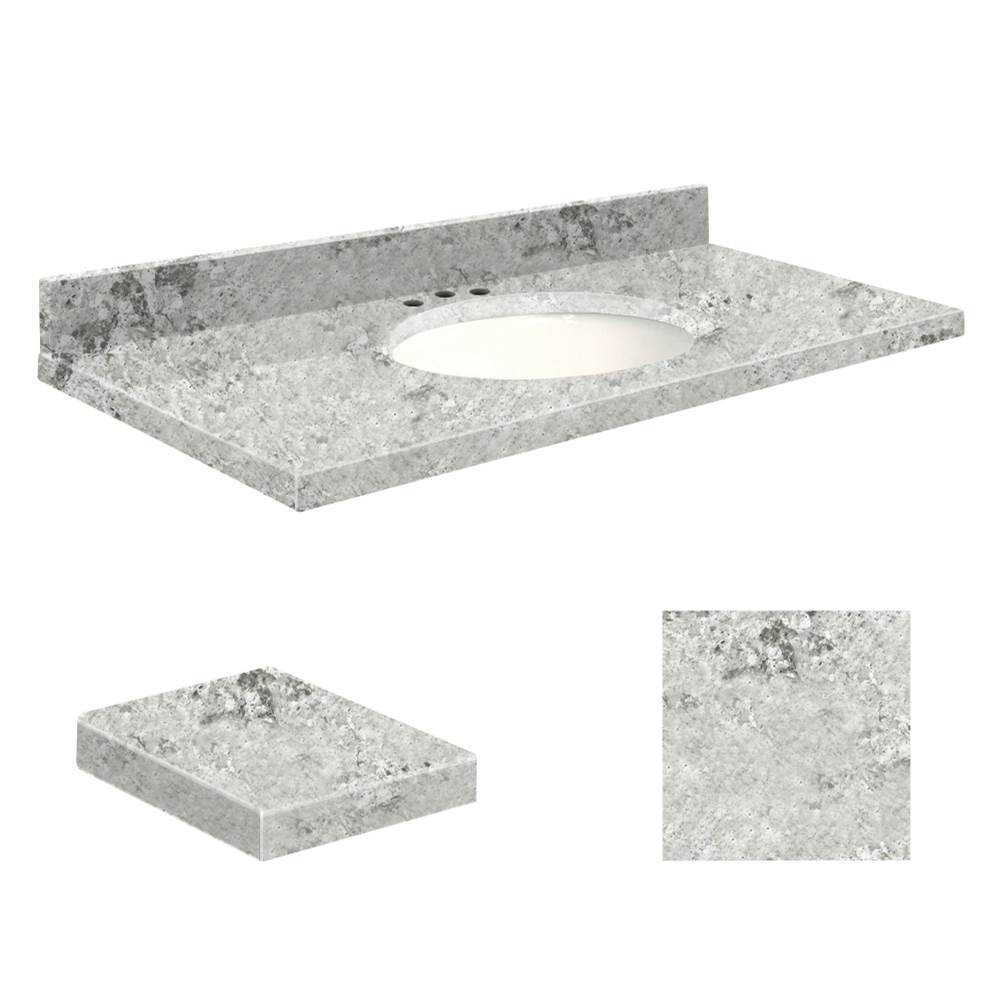 Transolid Quartz 25-in x 19-in Bathroom Vanity Top with Eased Edge, 8-in Contour, and White Bowl in Winter Wonder Top, White Bowl