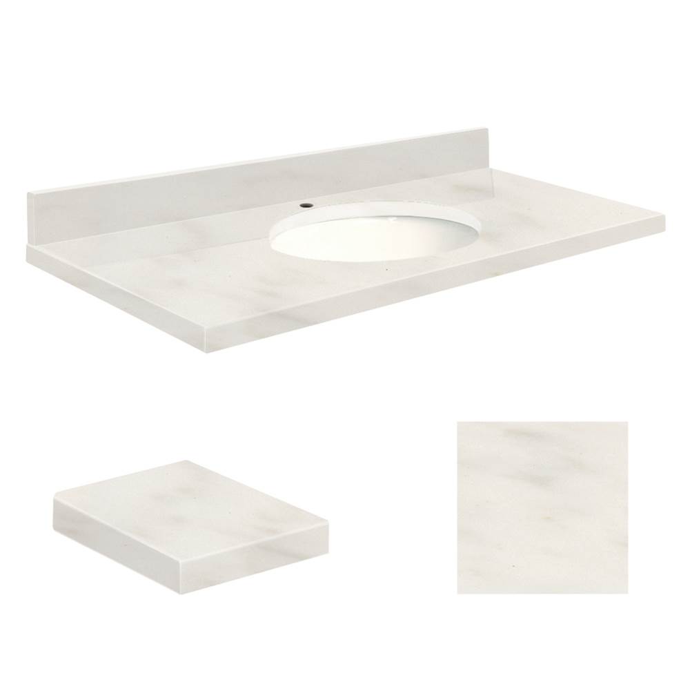 Transolid Quartz 31-in x 19-in Bathroom Vanity Top with Eased Edge, Single Faucet Hole, and White Bowl in Antique White Top, White Bowl