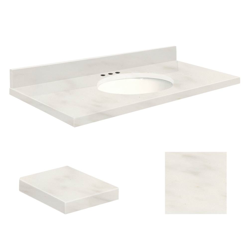 Transolid Quartz 31-in x 19-in Bathroom Vanity Top with Eased Edge, 8-in Centerset, and White Bowl in Antique White Top, White Bowl