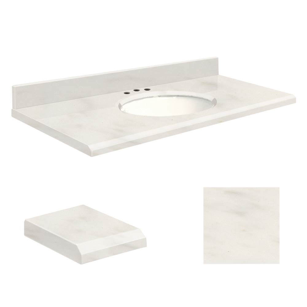 Transolid Quartz 31 -in x 19-in 1 Sink Bathroom Vanity Top with Beveled Edge, 8-in Contour, and White Bowl in Antique White Top, White Bowl