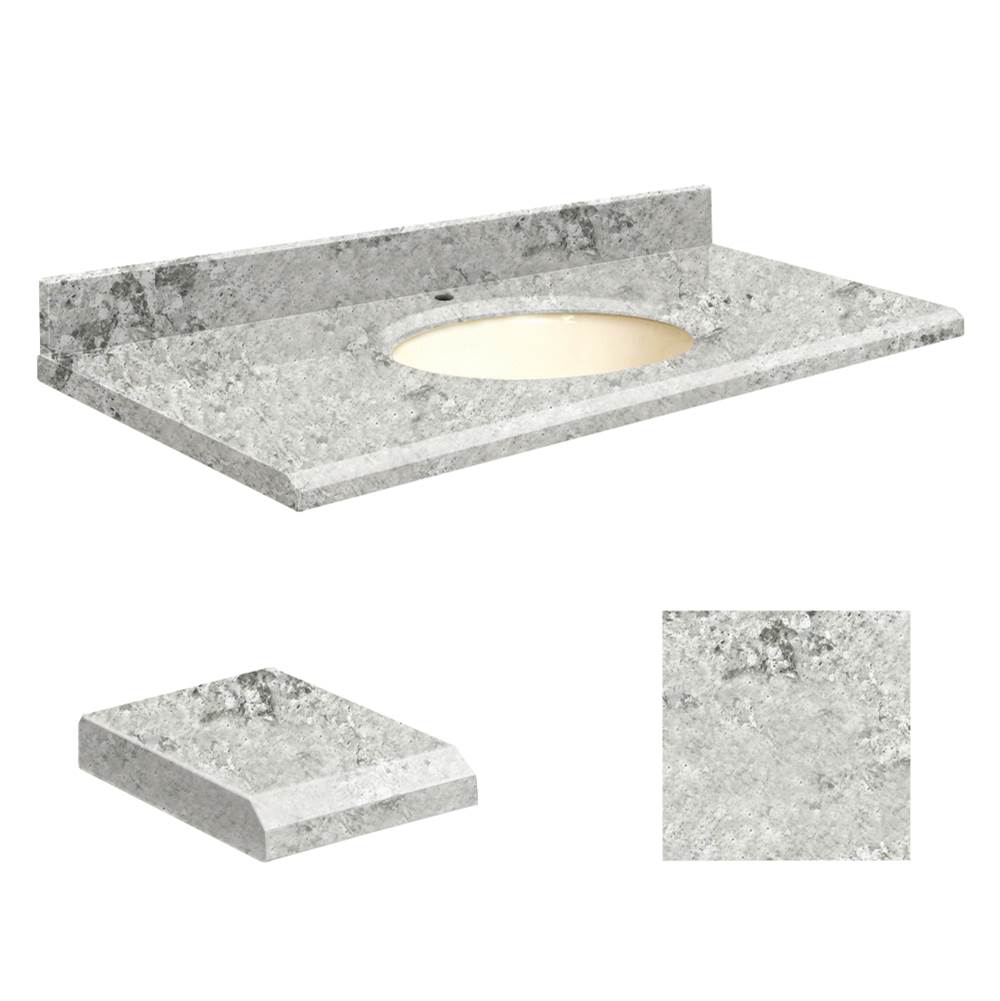 Transolid Quartz 31-in x 19-in Bathroom Vanity Top with Beveled Edge, Single Faucet Hole, and Biscuit Bowl in Winter Wonder Top, Biscuit Bowl