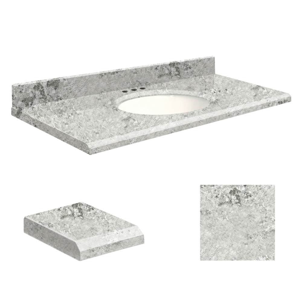 Transolid Quartz 31 -in x 19-in 1 Sink Bathroom Vanity Top with Beveled Edge, 8-in Centerset, and White Bowl in Winter Wonder Top, White Bowl